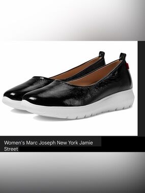 Marc Joseph New York Women’s Jamie Street Black Leather Slip-On Wedges, 7.5 NWT